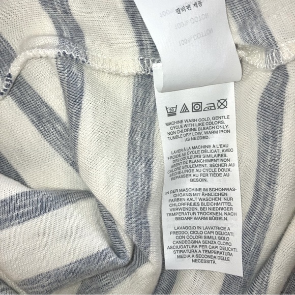 J Crew Long Sleeve Scoop Neck Striped Pullover Cotton Top XS 0-2 Blue/Cream - Picture 15 of 15